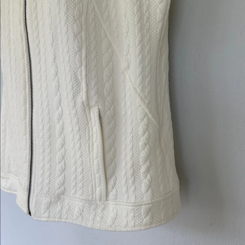 Westbound white textured cable knit cotton stretch full zip vest size small